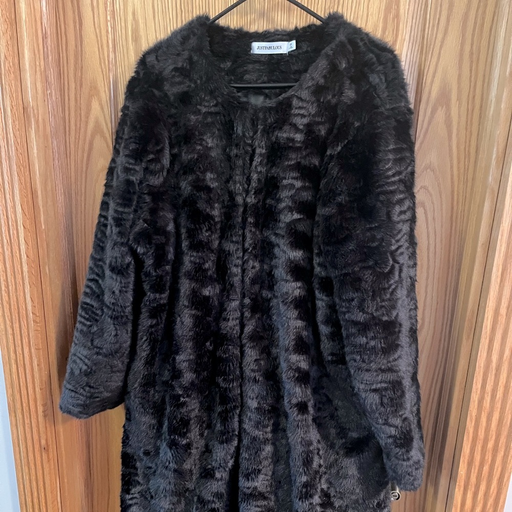 Faux fur black coat